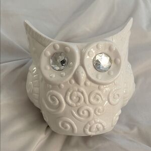 Michaels White Ceramic Owl with Faceted Eyes